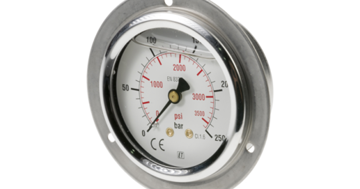 Environ 0-10 Bar Pressure Gauge – 1/4" Connection, DN50 Horizontal, For Air & Water (Germany Made)